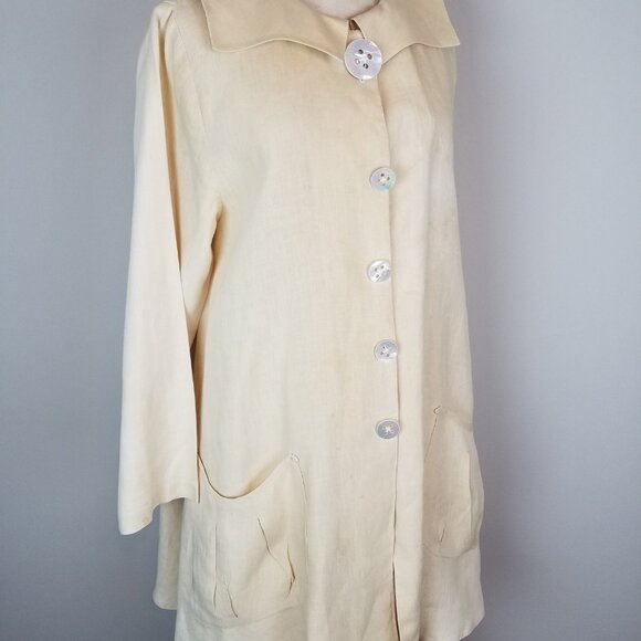 Vintage Two Piece Butter Yellow 100% Linen Jacket & Skirt Set by Patina * Small - Picture 8 of 14